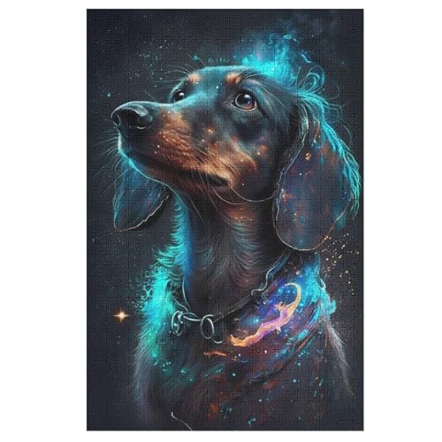 Dackel Dog Puzzle 1000 Teile, Holzpuzzle Herausforderndes Geschicklichkeitsspiel Für Die Ganze Familie, Kinder Erwachsenenpuzzle Ab 12 Jahren （78×53cm） von ABASWSA