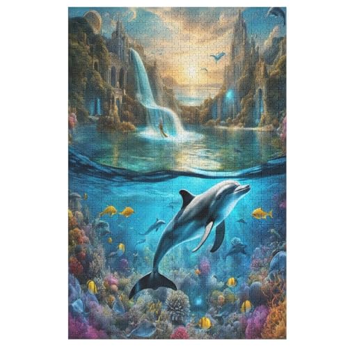 Delphin 1000 Teile Holzpuzzle,einzigartiges Puzzle, Geschenk Für Erwachsene,Familienspiel,Herausforderungsaktivität,（78×53cm） von ABASWSA