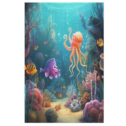 Die Unterwasserwelt 1000 Teile Puzzles Für Erwachsene, Impossible Puzzle, Geschicklichkeitsspiel Für Die Ganze Familie, Kinder Holzpuzzle （78×53cm） von ABASWSA