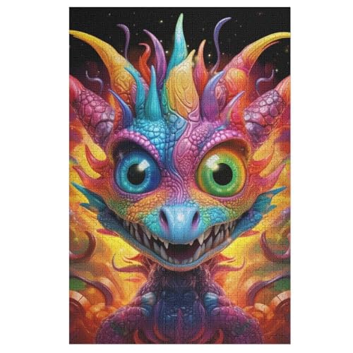 Drache Holzpuzzle 1000 Teile Klassische Puzzles Erwachsene Kinder Puzzle DIY Kit Holzspielzeug Einzigartiges Geschenk （78×53cm） von ABASWSA