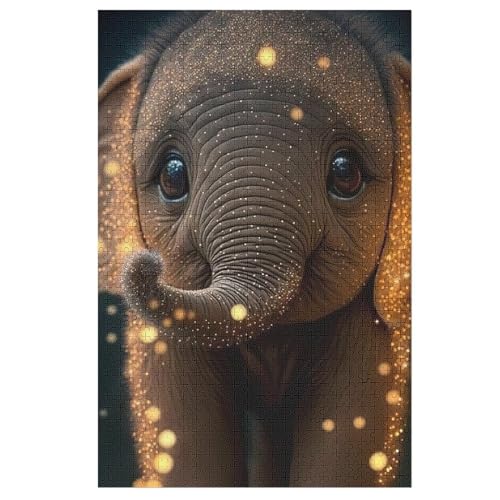 Elefant 1000 Teile Puzzles Für Erwachsene Holzpuzzle Familienpuzzlespiel Stressabbau-Puzzle Für Kinder Ab 12 Jahren （78×53cm） von ABASWSA