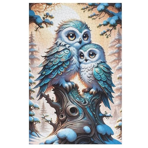 Eule Holzpuzzle 1000 Teile Klassische Puzzles Erwachsene Kinder Puzzle DIY Kit Holzspielzeug Einzigartiges Geschenk （78×53cm） von ABASWSA
