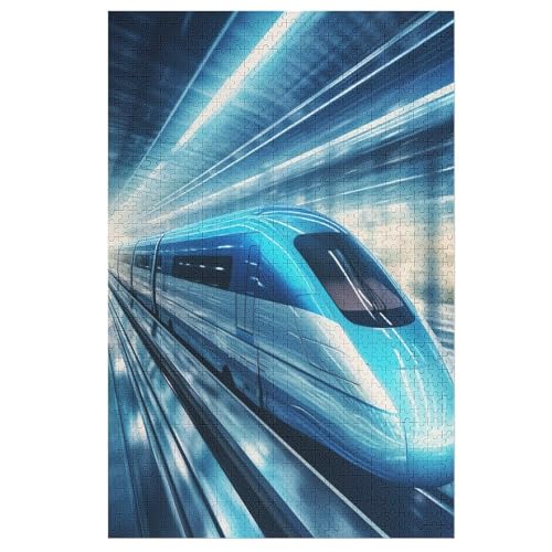 Express Zug Puzzle 1000 Teile, Holzpuzzle Für Erwachsene Kinder, Impossible Puzzles, Geschicklichkeitsspiel Für Die Ganze Familie （78×53cm） von ABASWSA