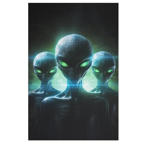 Extraterrestre Puzzle 1000 Teile, Holzpuzzle Herausforderndes Geschicklichkeitsspiel Für Die Ganze Familie, Kinder Erwachsenenpuzzle Ab 12 Jahren （78×53cm） von ABASWSA