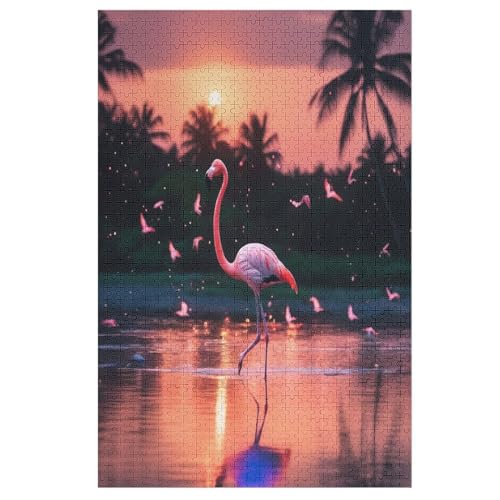 Flamingo Puzzle 1000 Teile, Holzpuzzle Herausforderndes Geschicklichkeitsspiel Für Die Ganze Familie, Kinder Erwachsenenpuzzle Ab 12 Jahren （78×53cm） von ABASWSA