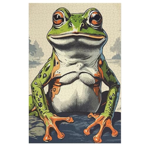 Frosch Puzzle 1000 Teile, Holzpuzzle Herausforderndes Geschicklichkeitsspiel Für Die Ganze Familie, Kinder Erwachsenenpuzzle Ab 12 Jahren （78×53cm） von ABASWSA