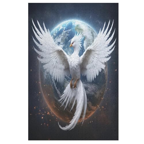 Für Erwachsene 1000-Teiliges Phönix -Puzzles, Holzbrett-Puzzle, Für Kinder, Geschenke, （78×53cm） von ABASWSA