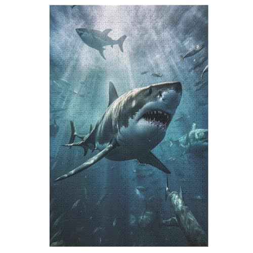 Hai Puzzle 1000 Teile, Holzpuzzle Herausforderndes Geschicklichkeitsspiel Für Die Ganze Familie, Kinder Erwachsenenpuzzle Ab 12 Jahren 1000 PCS Hai Puzzle 1000 Teile, Holzpuzzle Herausforderndes Geschicklichkeitsspiel Für Die Ganze Familie, Kinder Erwachsenenpuzzle Ab 12 Jahren 1000 PCS von ABASWSA