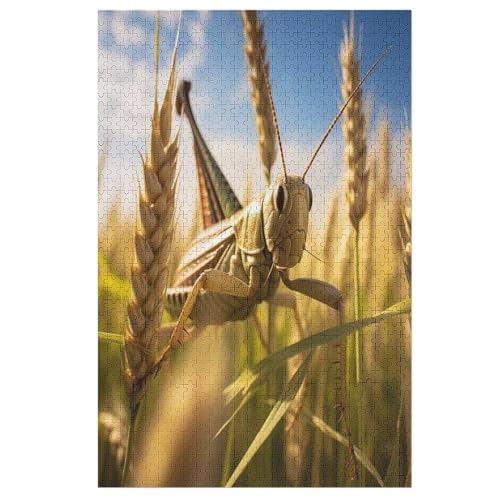 Heuschrecke Holzpuzzle - Puzzle Für Erwachsene, 1000-teilige Puzzles Für Teenager Und Kinder, Herausfordernde Spiele （78×53cm） von ABASWSA