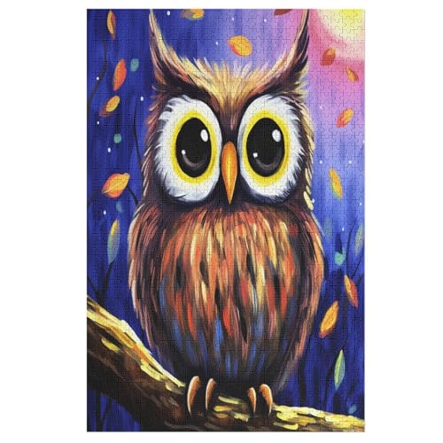 Holzpuzzle Animal Eule Puzzle 1000 Teile Erwachsene Klassische Pädagogisches Spielzeug Kinder Lernspiel Herausforderndes Puzzles （78×53cm） von ABASWSA