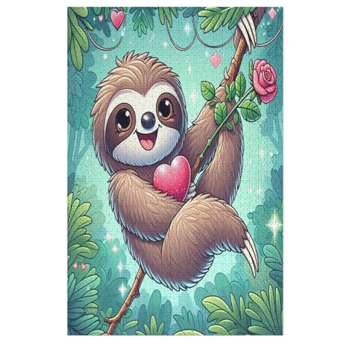 Holzpuzzle Cute Faultier Puzzle 1000 Teile Erwachsene Klassische Pädagogisches Spielzeug Kinder Lernspiel Herausforderndes Puzzles （78×53cm） von ABASWSA