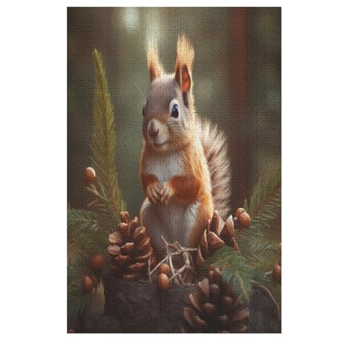 Holzpuzzle Eichhörnchen Puzzle 1000 Teile Erwachsene Klassische Pädagogisches Spielzeug Kinder Lernspiel Herausforderndes Puzzles （78×53cm） von ABASWSA