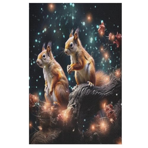 Holzpuzzle Eichhörnchen Puzzle 1000 Teile Erwachsene Klassische Pädagogisches Spielzeug Kinder Lernspiel Herausforderndes Puzzles （78×53cm） von ABASWSA