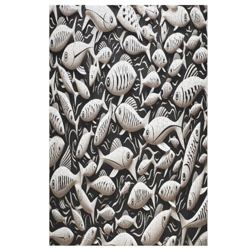Holzpuzzle Fisch Puzzle 1000 Teile Erwachsene Klassische Pädagogisches Spielzeug Kinder Lernspiel Herausforderndes Puzzles （78×53cm） von ABASWSA