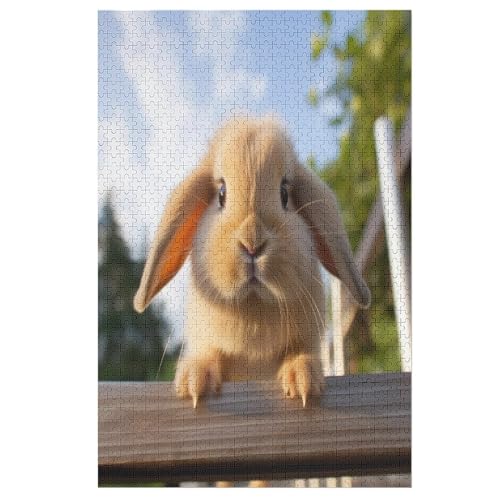 Holzpuzzle Kaninchen Puzzle 1000 Teile Erwachsene Klassische Pädagogisches Spielzeug Kinder Lernspiel Herausforderndes Puzzles （78×53cm） von ABASWSA