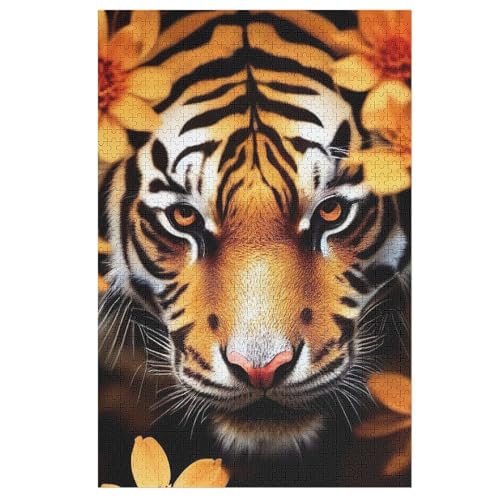 Holzpuzzle Tiger Puzzle 1000 Teile Erwachsene Klassische Pädagogisches Spielzeug Kinder Lernspiel Herausforderndes Puzzles （78×53cm） von ABASWSA