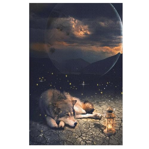 Holzpuzzle Wolf Puzzle 1000 Teile Erwachsene Klassische Pädagogisches Spielzeug Kinder Lernspiel Herausforderndes Puzzles （78×53cm） von ABASWSA