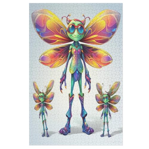 Holzpuzzles 1000 Teile Animal Drachefly -Puzzle Für Jungen Und Mädchen, Schwierigkeitsgrad, Lernspiele, Familienspielzeug （78×53cm） von ABASWSA