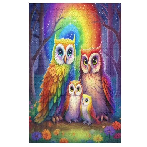 Holzpuzzles 1000 Teile Animal Eule -Puzzle Für Jungen Und Mädchen, Schwierigkeitsgrad, Lernspiele, Familienspielzeug （78×53cm） von ABASWSA