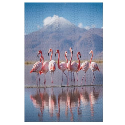 Holzpuzzles 1000 Teile Animal Flamingo -Puzzle Für Jungen Und Mädchen, Schwierigkeitsgrad, Lernspiele, Familienspielzeug （78×53cm） von ABASWSA