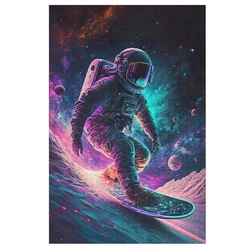 Holzpuzzles 1000 Teile Astronaut -Puzzle Für Jungen Und Mädchen, Schwierigkeitsgrad, Lernspiele, Familienspielzeug （78×53cm） von ABASWSA