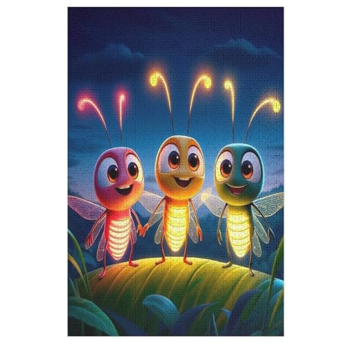 Holzpuzzles 1000 Teile Cute Schmetterling -Puzzle Für Jungen Und Mädchen, Schwierigkeitsgrad, Lernspiele, Familienspielzeug （78×53cm） von ABASWSA