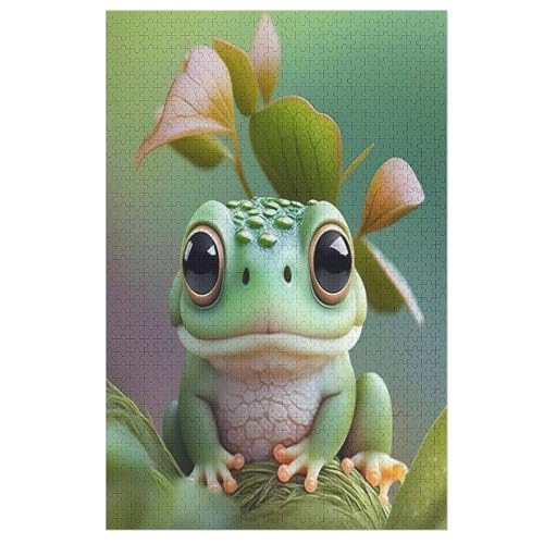 Holzpuzzles 1000 Teile Frosch -Puzzle Für Jungen Und Mädchen, Schwierigkeitsgrad, Lernspiele, Familienspielzeug （78×53cm） von ABASWSA