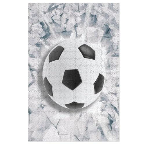 Holzpuzzles 1000 Teile Fußball -Puzzle Für Jungen Und Mädchen, Schwierigkeitsgrad, Lernspiele, Familienspielzeug （78×53cm） von ABASWSA