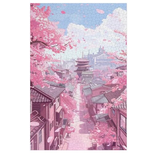 Holzpuzzles 1000 Teile Japan Style -Puzzle Für Jungen Und Mädchen, Schwierigkeitsgrad, Lernspiele, Familienspielzeug （78×53cm） von ABASWSA
