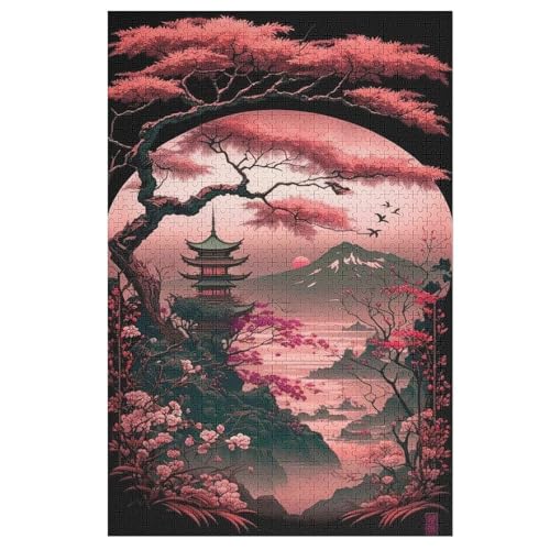Holzpuzzles 1000 Teile Japan Style -Puzzle Für Jungen Und Mädchen, Schwierigkeitsgrad, Lernspiele, Familienspielzeug （78×53cm） von ABASWSA