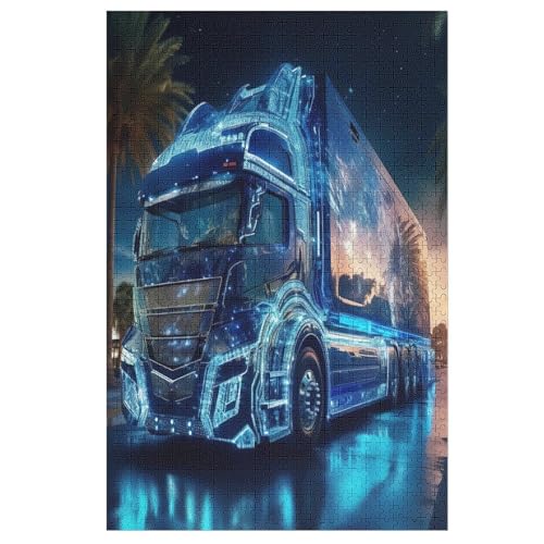 Holzpuzzles 1000 Teile LKW -Puzzle Für Jungen Und Mädchen, Schwierigkeitsgrad, Lernspiele, Familienspielzeug （78×53cm） von ABASWSA