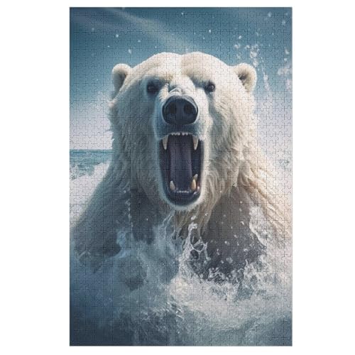 Holzpuzzles 1000 Teile Polar Ours -Puzzle Für Jungen Und Mädchen, Schwierigkeitsgrad, Lernspiele, Familienspielzeug （78×53cm） von ABASWSA