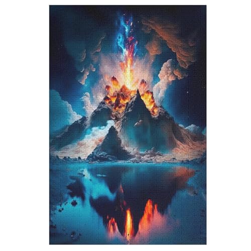 Holzpuzzles 1000 Teile Vulkan -Puzzle Für Jungen Und Mädchen, Schwierigkeitsgrad, Lernspiele, Familienspielzeug （78×53cm） von ABASWSA