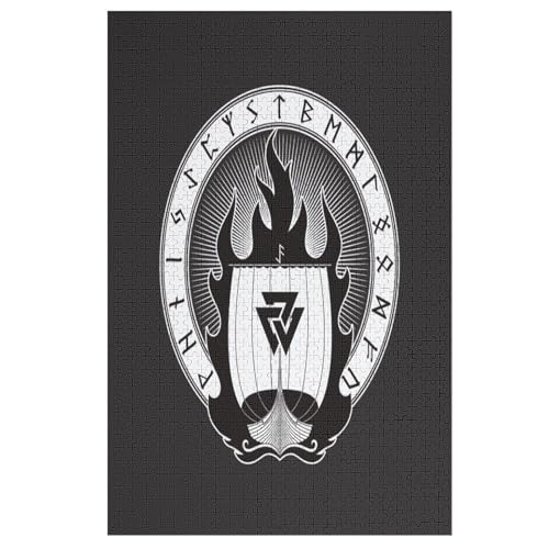 Holzpuzzles 1000 Teile Wikinger Myth -Puzzle Für Jungen Und Mädchen, Schwierigkeitsgrad, Lernspiele, Familienspielzeug （78×53cm） von ABASWSA