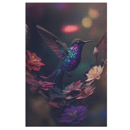 HummingVogel Holzpuzzle 1000 Teile, Knobelspiele Für Erwachsene, Teenager, Puzzles Unmögliche - Kinder Puzzle Zimmer Deko （78×53cm） von ABASWSA