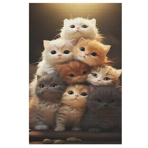 Katze Holzpuzzle 1000 Teile, Knobelspiele Für Erwachsene, Teenager, Puzzles Unmögliche - Kinder Puzzle Zimmer Deko （78×53cm） von ABASWSA