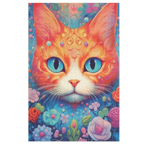 Katze Holzpuzzle 1000 Teile Klassische Puzzles Erwachsene Kinder Puzzle DIY Kit Holzspielzeug Einzigartiges Geschenk （78×53cm） von ABASWSA