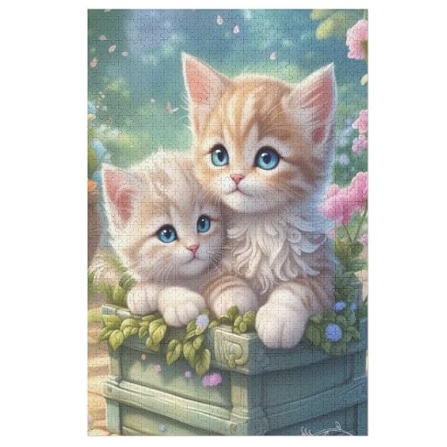 Katze Holzpuzzle 1000 Teile Klassische Puzzles Erwachsene Kinder Puzzle DIY Kit Holzspielzeug Einzigartiges Geschenk （78×53cm） von ABASWSA