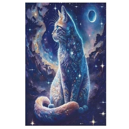 Katze Puzzle 1000 Teile, Holzpuzzle Herausforderndes Geschicklichkeitsspiel Für Die Ganze Familie, Kinder Erwachsenenpuzzle Ab 12 Jahren （78×53cm） von ABASWSA