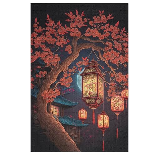 Lanterne chinoise Puzzle Für Erwachsene 1000 Teile Premium Recyceltes Brett Zum Lernen, Lernspielzeug, Familienspiele Kinder Holzpuzzle （78×53cm） von ABASWSA