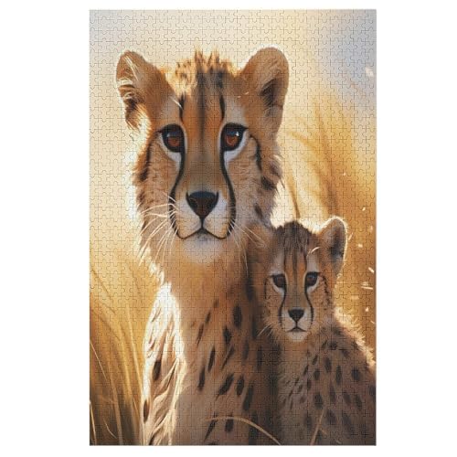 Leopard Puzzle Für Erwachsene 1000 Teile Premium Recyceltes Brett Zum Lernen, Lernspielzeug, Familienspiele Kinder Holzpuzzle （78×53cm） von ABASWSA