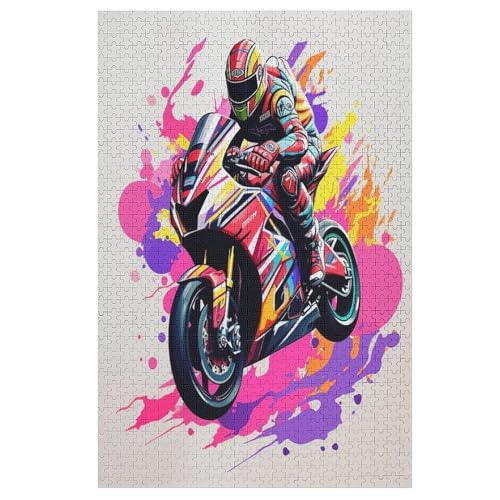 Motorrad Holzpuzzle 1000 Teile Klassische Puzzles Erwachsene Kinder Puzzle DIY Kit Holzspielzeug Einzigartiges Geschenk （78×53cm） von ABASWSA