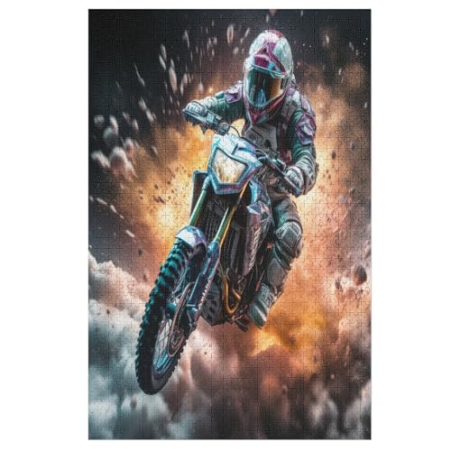 Motorrad Puzzle 1000 Teile, Holzpuzzle Herausforderndes Geschicklichkeitsspiel Für Die Ganze Familie, Kinder Erwachsenenpuzzle Ab 12 Jahren （78×53cm） von ABASWSA