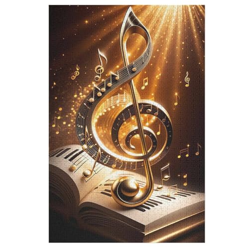 Musiknote Holzpuzzle 1000 Teile Klassische Puzzles Erwachsene Kinder Puzzle DIY Kit Holzspielzeug Einzigartiges Geschenk （78×53cm） von ABASWSA