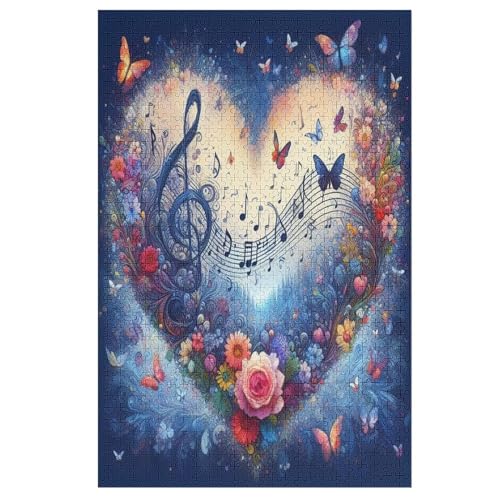 Musiknote Puzzle 1000 Teile, Holzpuzzle Herausforderndes Geschicklichkeitsspiel Für Die Ganze Familie, Kinder Erwachsenenpuzzle Ab 12 Jahren （78×53cm） von ABASWSA