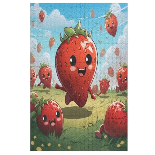 Obst Strawberry Puzzles 1000 Teile Erwachsener Kniffel Spaß Für Die Ganze Familie, Holzpuzzle Kinder Erwachsene, Impossible Puzzle Schwer （78×53cm） von ABASWSA