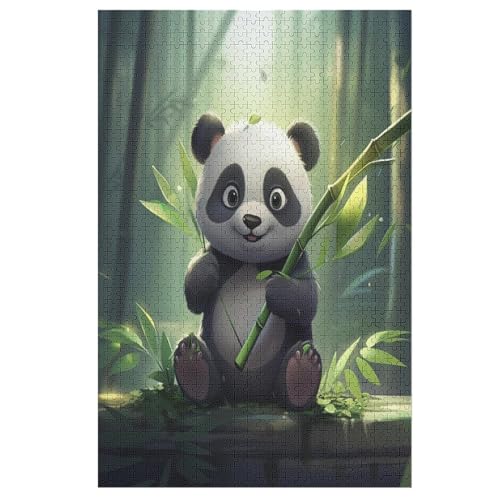 Panda Puzzle 1000 Teile, Holzpuzzle Herausforderndes Geschicklichkeitsspiel Für Die Ganze Familie, Kinder Erwachsenenpuzzle Ab 12 Jahren （78×53cm） von ABASWSA