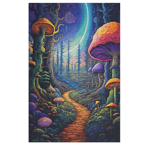 Pilz Holzpuzzle 1000 Teile Klassische Puzzles Erwachsene Kinder Puzzle DIY Kit Holzspielzeug Einzigartiges Geschenk （78×53cm） von ABASWSA