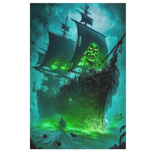 Piratenschiff,Boat Puzzle 1000 Teile, Holzpuzzle Herausforderndes Geschicklichkeitsspiel Für Die Ganze Familie, Kinder Erwachsenenpuzzle Ab 12 Jahren （78×53cm） von ABASWSA