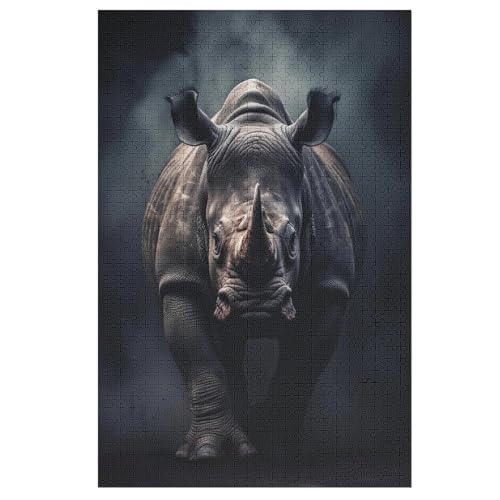 Puzzle 1000 Teile Rhinozeros Holzpuzzle Für Erwachsene Lernspiel Herausforderungsspielzeug The Puzzles Für Erwachsene Kinder （78×53cm） von ABASWSA